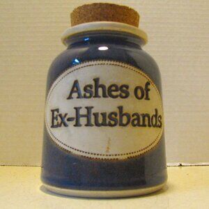 Vintage Dr Brophy Ceramic Word Jar Ashes of Ex Husbands LNC